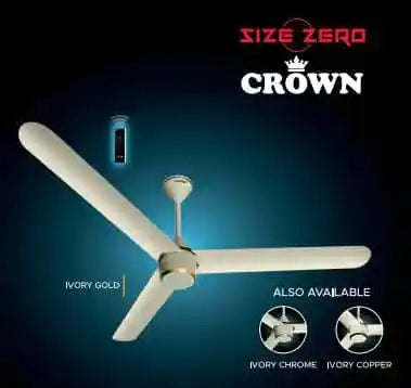 Zero Crown BLDC Fan with IR Remote | 3-Year Warranty | 1200 mm | White White White Chrome Finishoduct